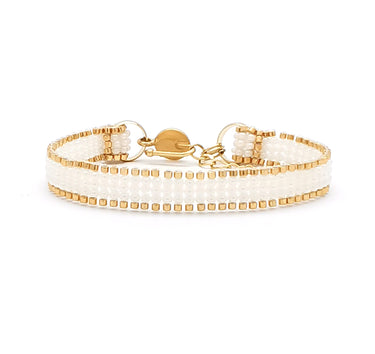 Brazalete Telar Dorado Mini Liso Perla